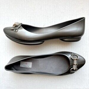 Morgan Miller The Queen of Sole‎ Pewter Gray Jelly Slip On Flat Shoes Women's 8